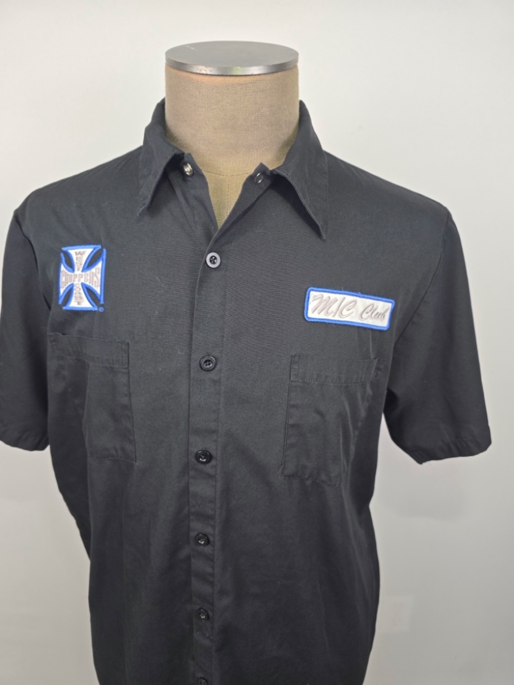 Vintage Jesse James West Coast Choppers M/C Club Work Shirt - Large Black